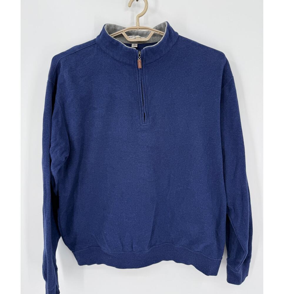 Peter Millar Crown 1/4 Zip Golf Sweater SweatShirt Blue Heather Size XL